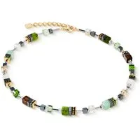 COEUR DE LION Collier GeoCUBE® Precious Motion Halskette Forest Light Würfelkette, Made in Germany - mit Schmuckstein, Swarovski® Kristall, Strassstein