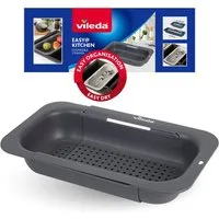 Vileda Geschirrständer Abtropfsieb für Spülbecken - Ausziehbar, Zubehör für Küche, lebensmittelecht & robust
