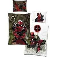 BERONAGE Wendebettwäsche Marvel Deadpool Bettwäsche Linon / Renforcé, 100% Baumwolle, 2 teilig, 135x200 + 80x80 cm