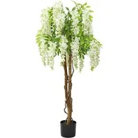 Kunstpflanze künstliche Pflanze Wisteria 120 cm mit weißen Blüten Wisteria, Arnusa, Höhe 120 cm, sehr realistische Kunstpflanze