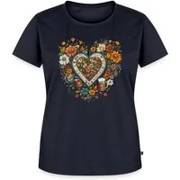 Spreadshirt T-Shirt Blumen Herz Oktoberfest Tracht Volksfest Frauen Premium T-Shirt (1-tlg)