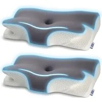 Esun Kopfkissen Nackenstützkissen Kopfkissen Nackenkissen, Kissen Seitenschläferkissen, Füllung: Memory Foam, Rückenschlafer, Bauchschlafer, Seitenschlafer, Set, Kissen vom OEKO-TEX® und CertiPUR Getestet, für Seiten Rücken & Bauchschläfer, Nackenkis