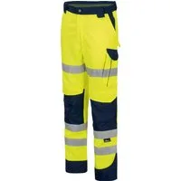 vizwell Arbeitshose reflektierende Herren Warnschutz Arbeitsbundhose DIN zertifiziert, strapazierfähig, Knietasche aus Oxford-Material