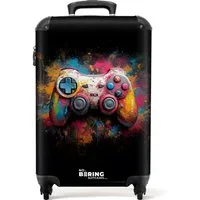 NoBoringSuitcases.com© Kinderkoffer Mit Farbe beschmierter Gamecontroller 55x35x20cm, 4 Rollen, Reisetasche mit Rollen, Koffer Handgepäck Flugzeug