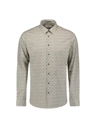 No Excess - Bedrucktes Stretch-Hemd beige - Gr. - L