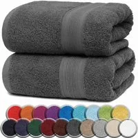 NatureMark Badetuch 2er-Set Frottier Badetücher 100x150cm, 100% Baumwolle (2-St), Premium Qualität, BADETUCH, Bade-Handtuch, 100x150cm, Anthrazit grau