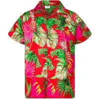 King Kameha Hawaiihemd Pineapple Leaves Funky Hawaii-Hemd Kurzarm Front-Tasche Unisex