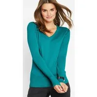 bonprix Strickpullover aus Baumwollmischung, mit V-Ausschnitt, schmale Passform
