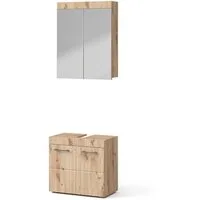 Vicco Badmöbel-Set Luna, Eiche, 2 Teile, (2-St., 2er Set)