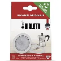 BIALETTI Dichtungsring GASKET + 1 FILTER 3/4 CUPS, 3er Set, aus Kautschuk, mit 1 Filtersieb, geeignet für Moka Express, Rainbow, Fiammetta