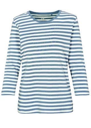 CLARINA - NOS Rd.-Shirt,3/4 Arm, Ringel 646 gletschereis-off - Gr. - 38