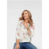 Aniston CASUAL Langarmshirt mit großflächigem Blumendruck und Vögeln