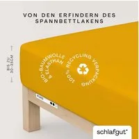 Schlafgut Spannbettlaken PURE Bio-Baumwolle mit Elasthan, 170 g/m², Bettlaken, Spannbetttuch, Jersey, Gummizug: rundum, (1 Stück), PREMIUM Laken für Matratzen bis 30cm Höhe, dehnbar blickdicht, straff