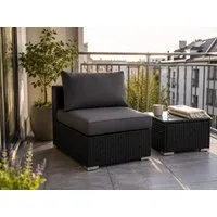 MeXo Gartenlounge-Set Balkonmöbel Set Modulsofa, (Loungesessel Outdoor, Gartenmöbel Set Klein mit 1 Tisch und 1 Sofa), 10 cm Kissen, wetterfest