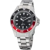 Eichmüller Taucheruhr Herrenuhr, Edelstahl, Schwarz-Rot, 43 mm, 3460-03, wasserdicht bis 20 ATM, sportliches Design mit Edelstahlarmband