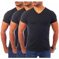 Young & Rich T-Shirt Herren Uni Basic V-neck V-Ausschnitt Unterziehshirt 1700 V-Ausschnitt unifarben kurzarm slim fit