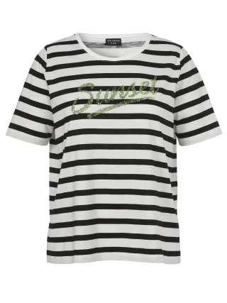 VIA APPIA DUE - T-Shirt Rundhals 1/2 Arm Druck Motiv schwarz multicolor - Gr. - 52