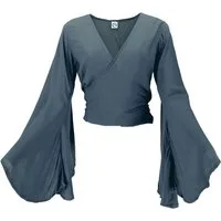 Guru-Shop Longbluse Kurztop, Boho Blusentop mit Trompetenärmeln,.. Festival, Ethno Style, Elfen, alternative Bekleidung