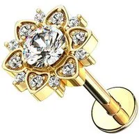 Taffstyle Piercing-Set Ohr Helix Tragus Knorpel Labret Piercing Kristall Blume, Universal Piercing Helix Cartilage Stab Stecker Madonna Lippenpiercing