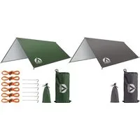 Zamper Tarp-Zelt Tarp Zeltplane 3x3m Wasserdicht – Camping Sonnensegel für Sonnenschutz, Personen: 2 (Zelt-Planen Set mit 6 Heringen und Abspannseilen), Wasserdichte 210D Oxford Ripstop Tarp Plane mit UV-Schutz