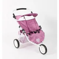 CHIC2000 Puppenwagen 697-62 Zwillings-Jogger Puppenwagen "Jeans pink"
