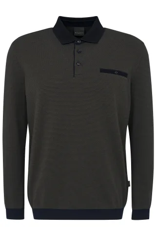 bugatti - Herren Polo 1/1 Arm oliv - Gr. - M