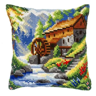 Kreuzstichkissen "Berglandschaft"