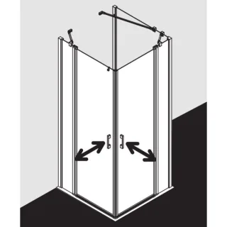 Kermi Liga Eckeinstieg-Hälfte Pendeltür mit Festfeld LIEPR083181AK 83x185cm, silber mattglanz, ESG klar, rechts, auf Duschplatz