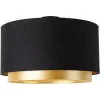 Qazqa Deckenleuchte Shade-duo, ohne Leuchtmittel, Warmweiß, QAZQA Deckenleuchte, e27, Schwarz, Textil, Modern