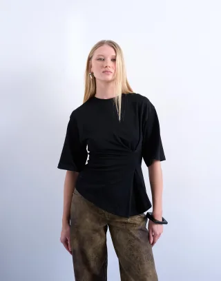 TOPSHOP - TSKAMILLA SS T-SHIRT JRS Black - Gr. - M