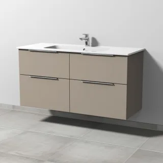 Sanipa 3way Waschtischunterbau zu Duravit ME by Starck Waschtisch mit 4 Auszügen, Sandgrau-Matt UF72767