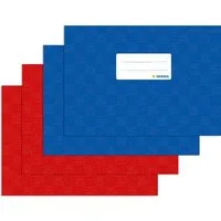 ADINA Präsentationsordner Heftumschläge A5 quer Kunststoff 2x blau + 2x rot, gedeckt