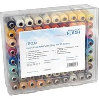 Nähwelt Flach - Troja Universal-Garn in Acryl-Garnbox 80 Farben (je500m) Nähgarn, 500 m (Spar-Set, 80-St)