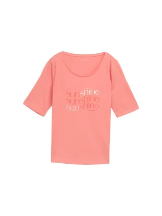 Tom Tailor - T-Shirt mit Print rosewood pink - Gr. - XL
