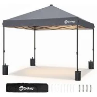 Sekey Faltpavillon 300 x 300 cm Pavillon mit Solar-LED-Beleuchtung, UPF 50+, Gartenpavillon Winterfest und Wasserdicht, Warmweiß und Kaltweiß