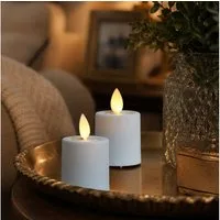MARELIDA LED-Kerze LED Mini Kerzen mit bewegter Flamme mit Batterien Timer 4x6cm 2er Set (2-tlg)