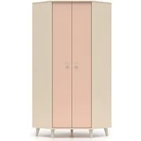 Lomadox Eckschrank MODICA-131 in sandbeige mit rosa, fühlbare Struktur, Softlcose, 2-türig