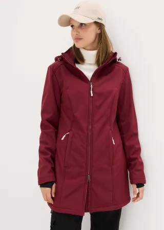 bonprix wasserabweisende Funktions-Softshell-Longjacke Kuschelfleece, rot, Gr.42, Lange Funktionsjacke mit kuscheligem Teddyfleece-Futter, aus Softshell