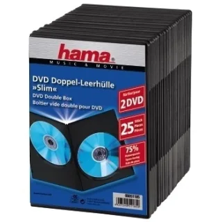 Hama DVD Slim Double-Box | 00051185 | Slim Jewel Case für Speicher-DVD - Kapazität: 2 DVD