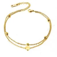 Kim Johanson Fußkette Heart, aus Edelstahl, mit Herz-Anhänger, verstellbar & zart