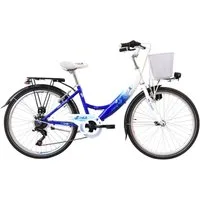 T&Y Trade Cityrad 26 ZOLL Kinder Mädchen City Fahrrad Kinderfahrrad Rad Bike FLAIR Blau, 6 Gang Shimano, Kettenschaltung, Gepäckträger, STVO Licht, 6 Shimano Gang, Seitenständer, Korb