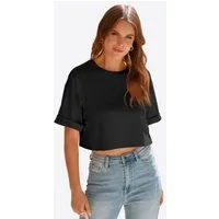 Imily Bela T-Shirt Damen bauchfreie Kurzbluse (Packung, 1-tlg., 1per-Pack) krempelbar