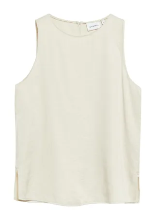 comma - Locker geschnittene Bluse ohne Ärmel beige - Gr. - 40