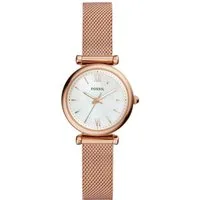 Fossil Quarzuhr Carlie ES4433, Armbanduhr, Damenuhr, Perlmutt-Zifferblatt, Edelstahlarmband