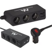 Maclean Zigarettenanzünder-Verteiler MCE117 mit Voltmeter, 3 Steckdosen + 4 USB, Feuerzeugsteckdosenteiler 4,8A, 120W, Ein/Aus-Schalter