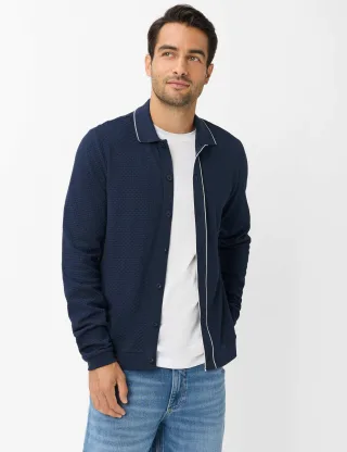 Brax Herren Strickpolo Style PARIS navy, dunkelblau, Gr. XXXL
