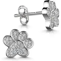 Materia Paar Ohrstecker Damen Silber Pfote Tatze Hund Tier Zirkonia SO-110, 925 Sterling Silber, rhodiniert