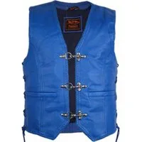 MDM Motorradweste Blaue Herren Lederweste aus Rindsleder Biker Kutte
