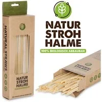 Goods+Gadgets Gläser-Set 100× Getränke-Röhrchen aus Weizen – Kompostierbar, Strohhalme, Strohhalme
