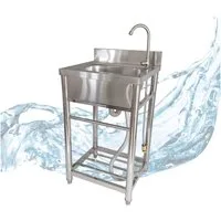 Lemodo Küchenspüle Spültisch freistehend, Wasserhahn mit Gartenschlauch-Anschluss, 49,5/54.8 cm